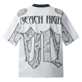 Snake Scale Design Mesh Jersey Short Sleeve T-shirt Loose